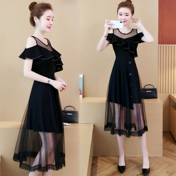 Rochie moderna de dama in culoarea neagra - model croiat