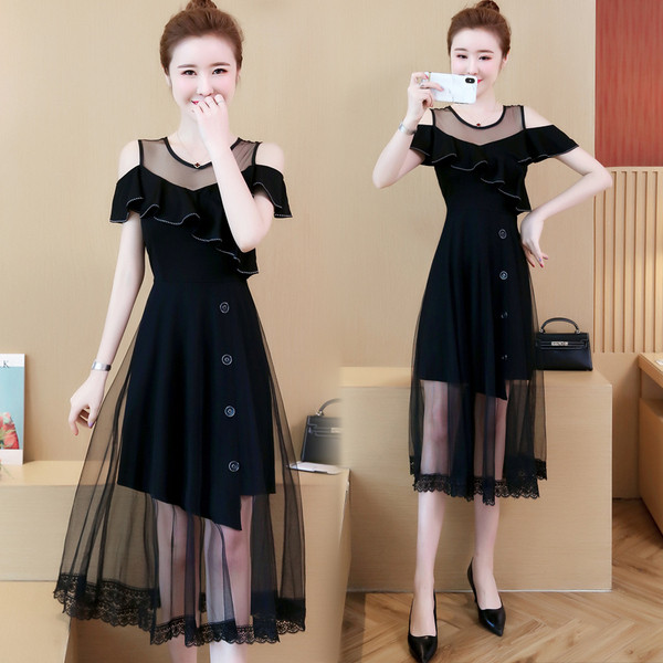 Rochie moderna de dama in culoarea neagra - model croiat