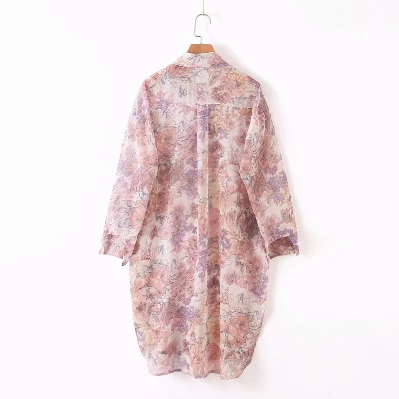 Virágmintás modern női ing - hosszú modell