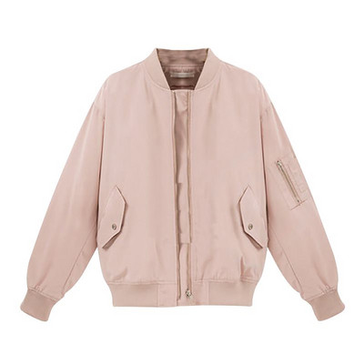 Jachetă de toamnă de damă modernă cu buzunare și fermoar în culorile roz și negru