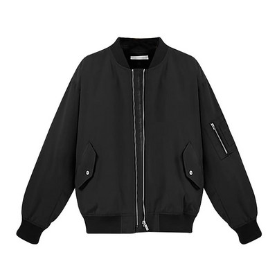 Jachetă de toamnă de damă modernă cu buzunare și fermoar în culorile roz și negru