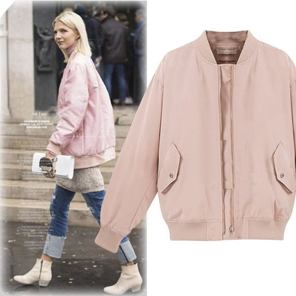 Jachetă de toamnă de damă modernă cu buzunare și fermoar în culorile roz și negru