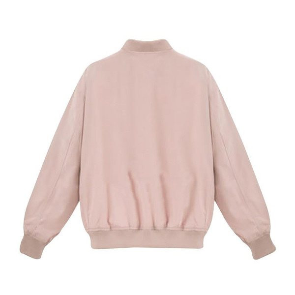 Jachetă de toamnă de damă modernă cu buzunare și fermoar în culorile roz și negru