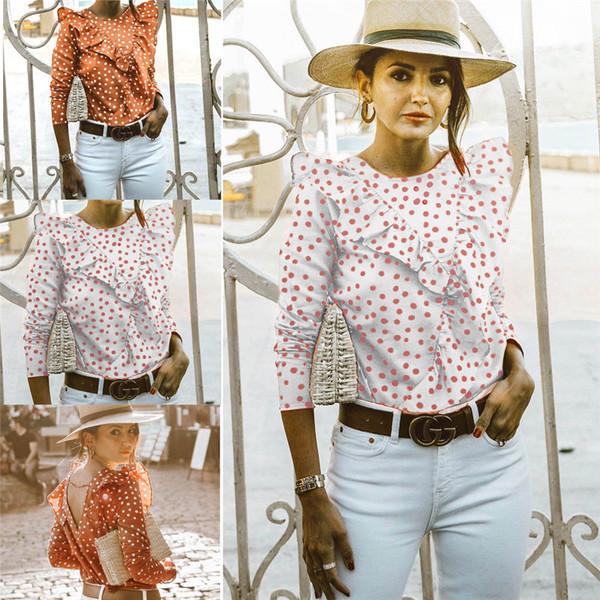 Cămașă modernă de damă cu mâneci lungi și decolteu O în două culori