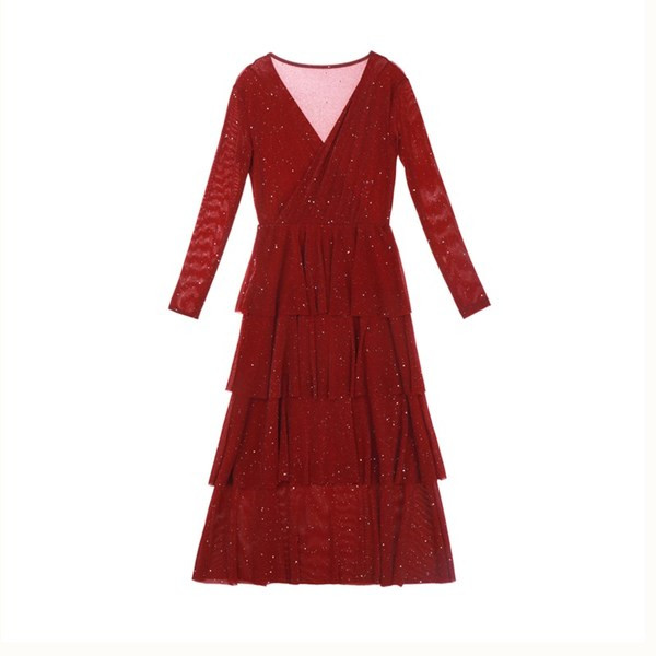 Rochie moderna de dama cu maneci scurte in negru si rosu