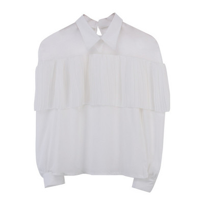 Cămașă modernă de damă cu guler clasic și mâneci lungi în alb și negru