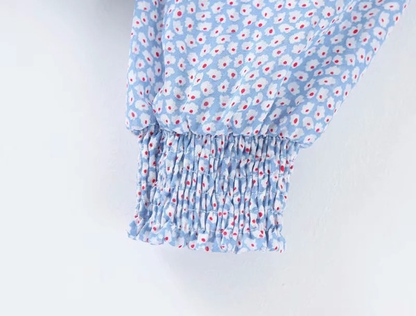 Női blúz O-nyakú kék színben