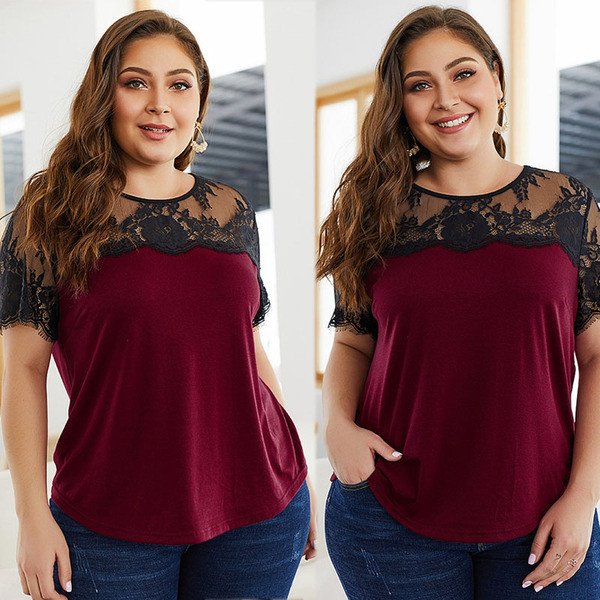 Bluză de damă modernă cu dantelă visiniu