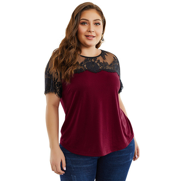 Bluză de damă modernă cu dantelă visiniu