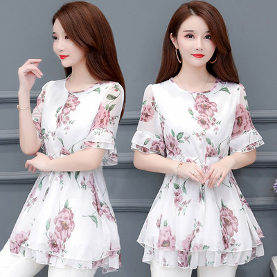 Tunica moderna de dama in doua culori cu motive florale