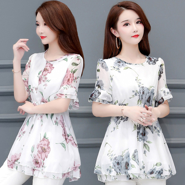 Tunica moderna de dama in doua culori cu motive florale