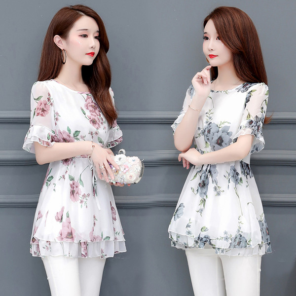 Tunica moderna de dama in doua culori cu motive florale