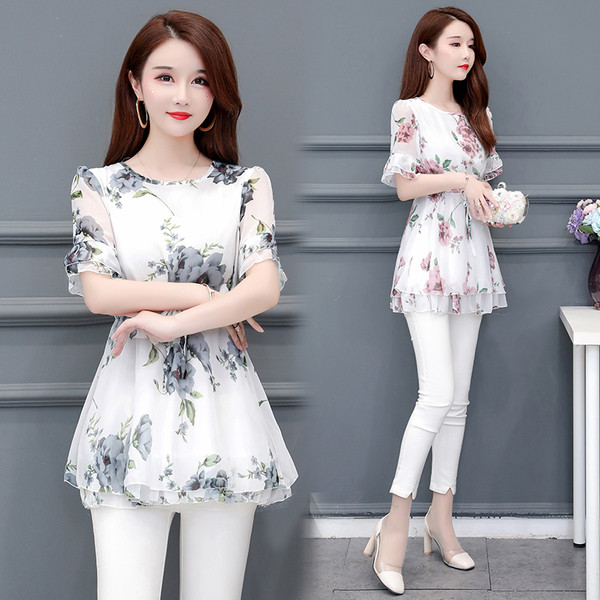 Tunica moderna de dama in doua culori cu motive florale