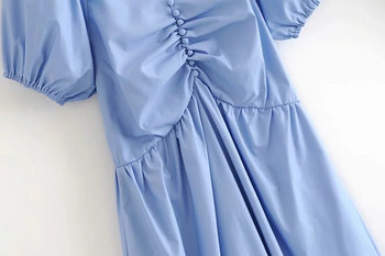 Rochie de damă decupată cu decolteu în V în albastru