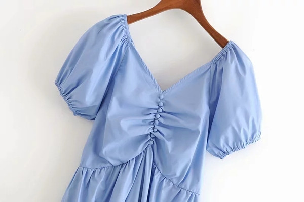 Rochie de damă decupată cu decolteu în V în albastru