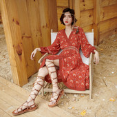 Rochie lungă de damă cu talie înaltă