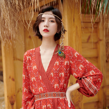 Rochie lungă de damă cu talie înaltă