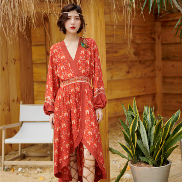 Rochie lungă de damă cu talie înaltă