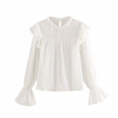 Új modell lótusz ujjú női ing fehér színben