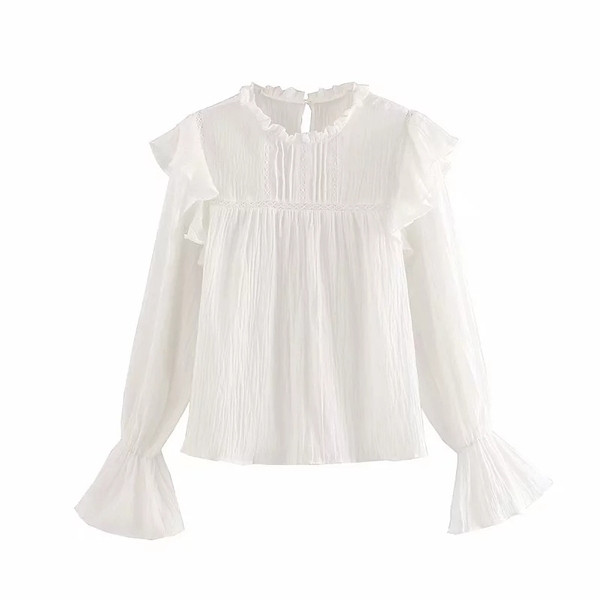 Új modell lótusz ujjú női ing fehér színben