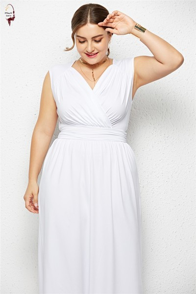 Rochie lunga de dama cu decolteu in V in diferite culori