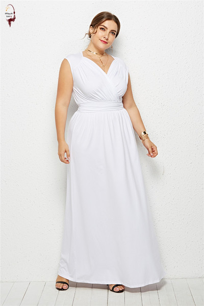 Rochie lunga de dama cu decolteu in V in diferite culori