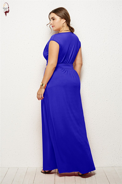 Rochie lunga de dama cu decolteu in V in diferite culori