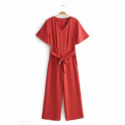 Salopeta de dama cu maneca scurta in rosu si negru