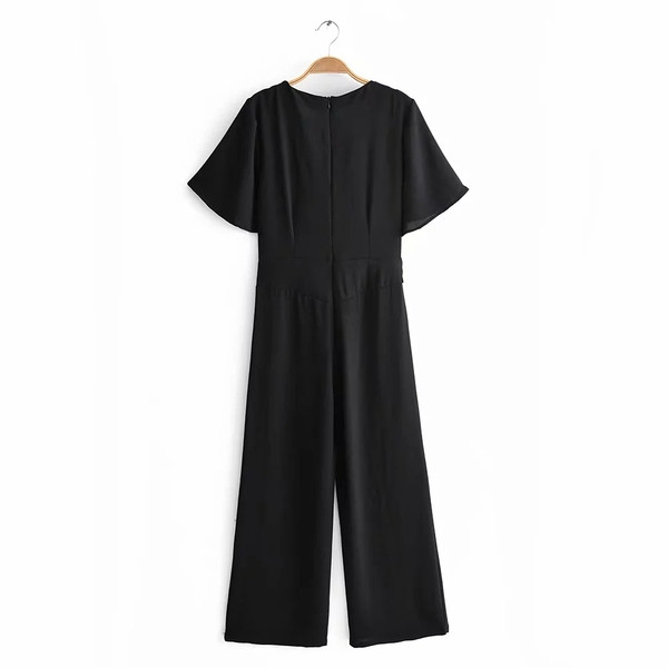 Salopeta de dama cu maneca scurta in rosu si negru