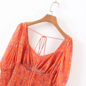 Új modell hosszú ujjú női ruha narancssárga színben