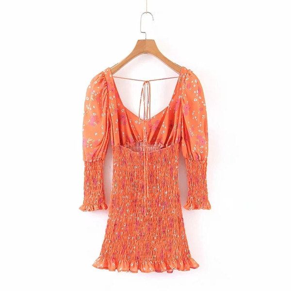 Új modell hosszú ujjú női ruha narancssárga színben