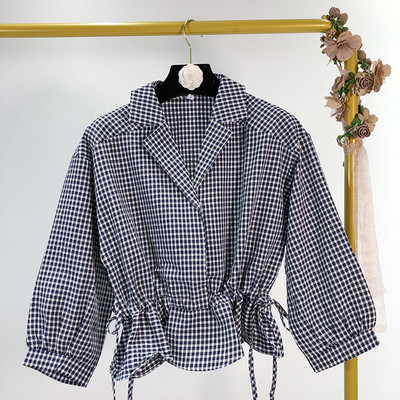 Cămașă scurtă în carouri în două culori