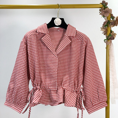 Cămașă scurtă în carouri în două culori