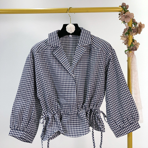 Cămașă scurtă în carouri în două culori