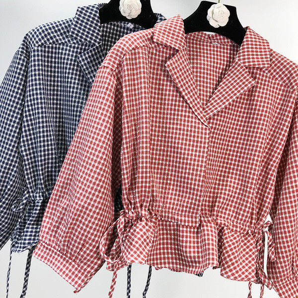 Cămașă scurtă în carouri în două culori