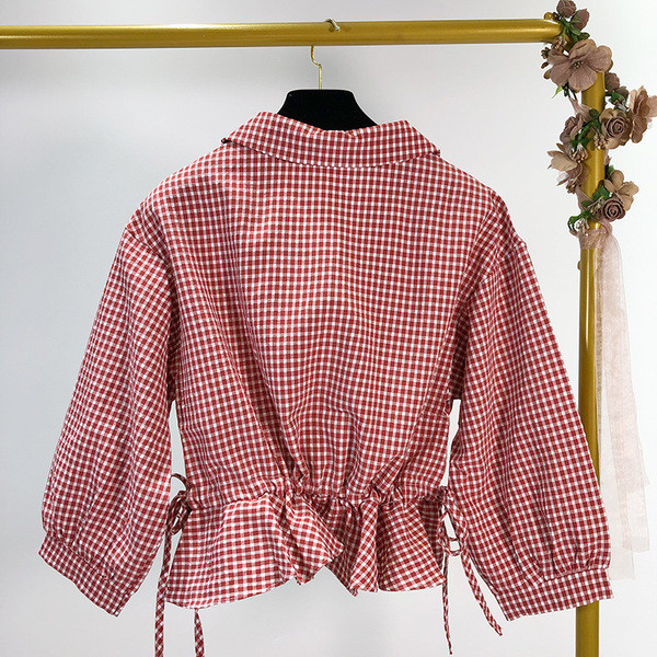 Cămașă scurtă în carouri în două culori