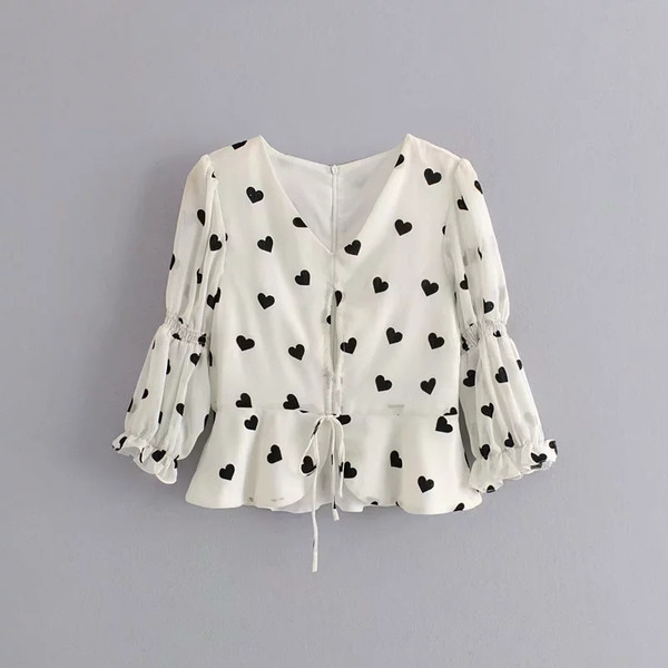 Új modell modern női ing V-nyakú fehér színben