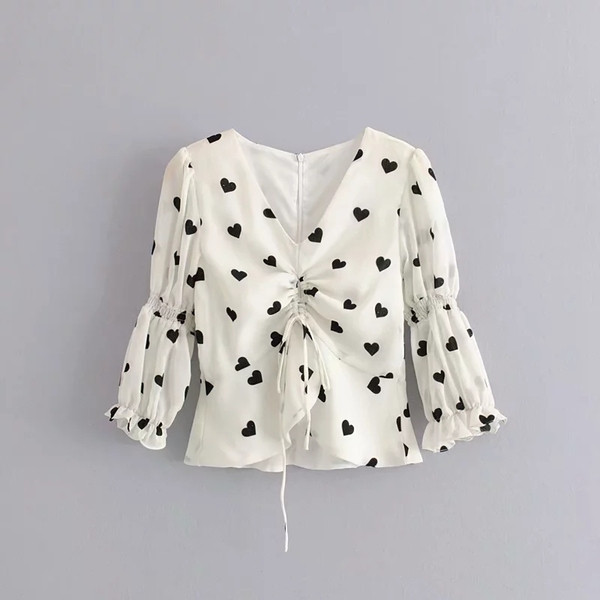 Új modell modern női ing V-nyakú fehér színben