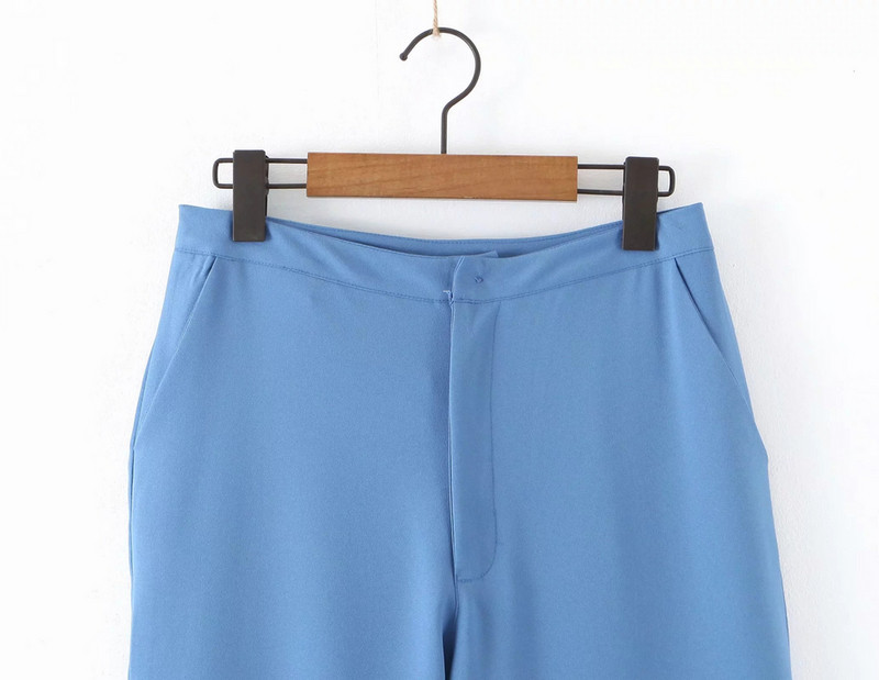 Pantaloni eleganti de dama cu buzunar in albastru