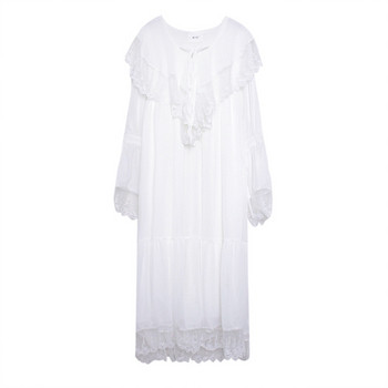 Rochie moderna de dama lunga in alb cu dantela