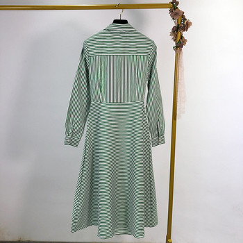 Rochie lungă în dungi cu legături în talie