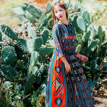 Rochie lungă casual de damă cu talie înaltă