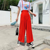 Női nadrág - széles modell piros és fekete színben