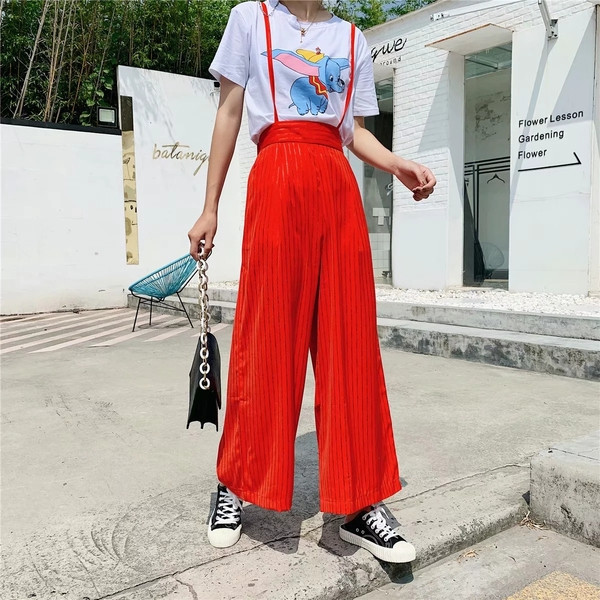 Női nadrág - széles modell piros és fekete színben