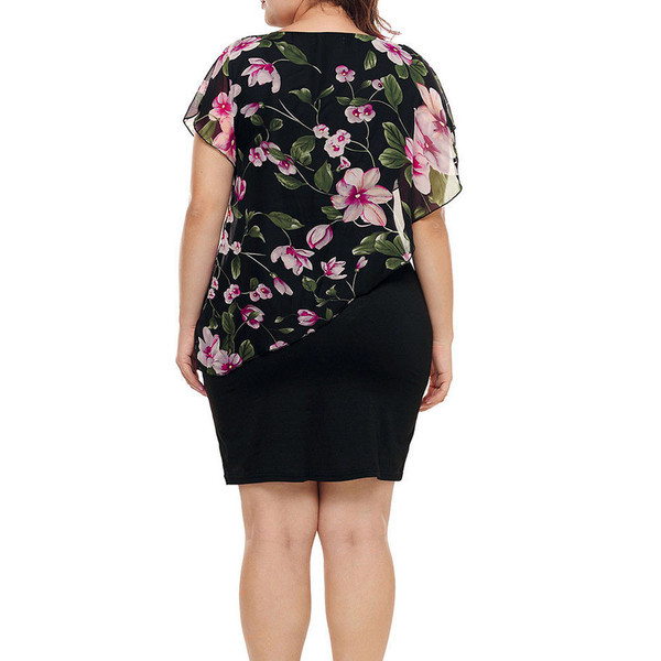 Modern női ruha virágmintás, rövid ujjú 5XL-ig