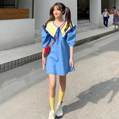 Rochie scurta casual de dama de culoare albastra