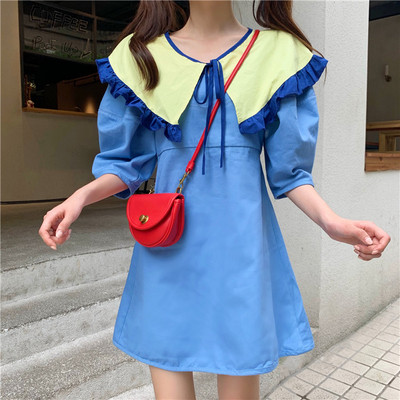 Rochie scurta casual de dama de culoare albastra