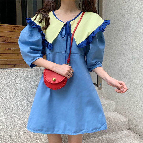 Rochie scurta casual de dama de culoare albastra