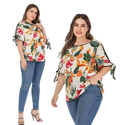 Bluză casual de damă cu model floral și mărimi până la 4XL