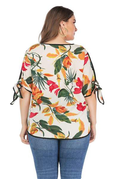 Bluză casual de damă cu model floral și mărimi până la 4XL